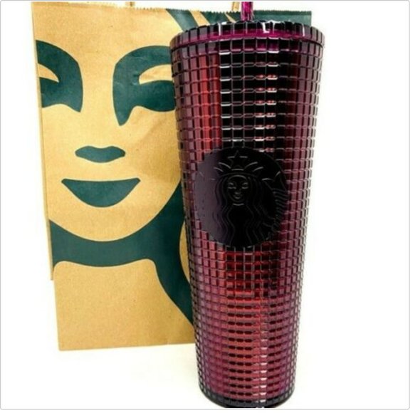 New Starbucks Purple Disco Grid Venti Cold Tumbler - Picture 2 of 2